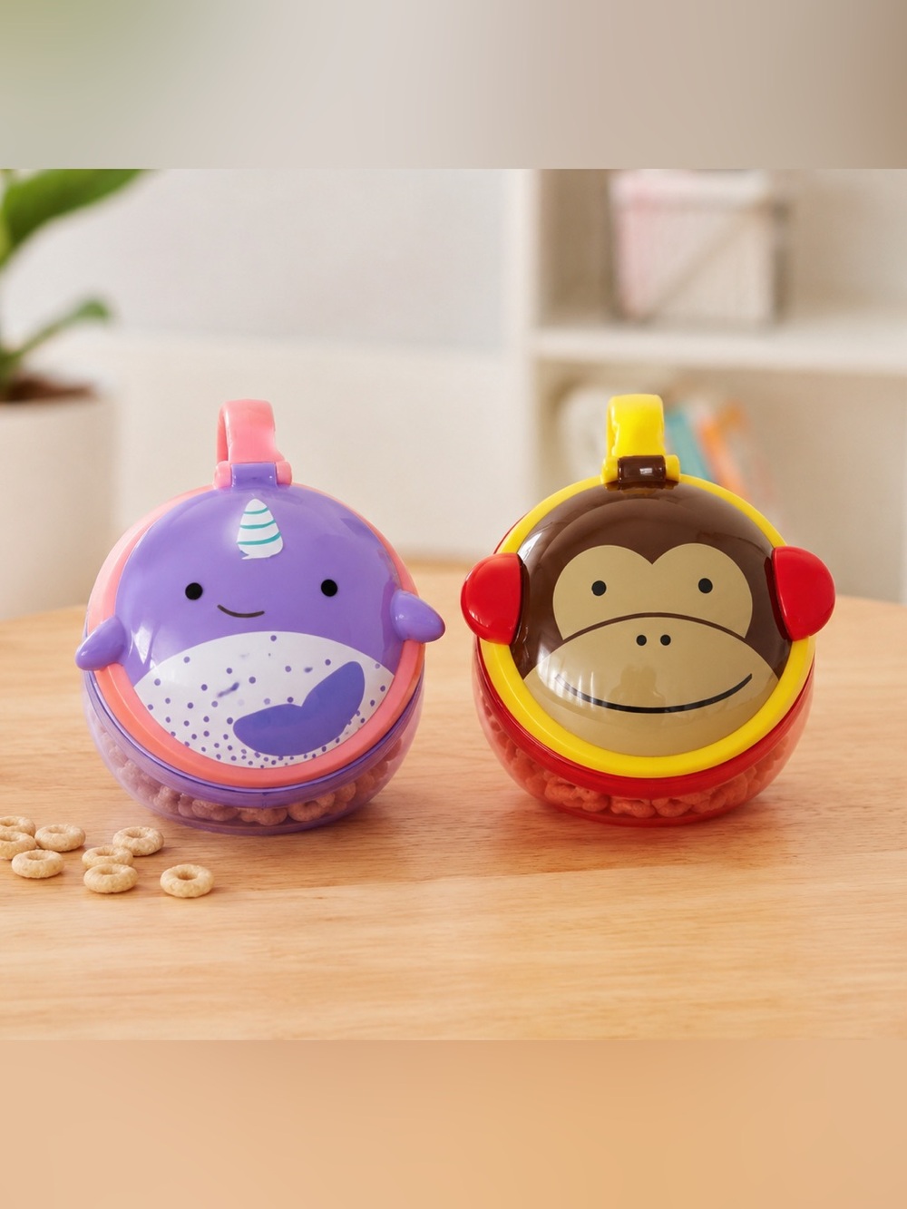 Skip Hop Zoo Snack Cups 2-Pack Monkey & Hippo No Spill Toddler